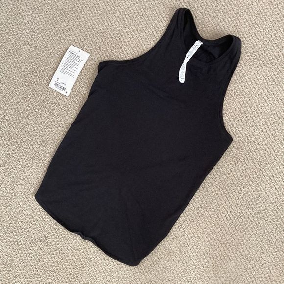 Lululemon All Tied Up Tank Black Size 4 Like New Pima Cotton Open Back Runs BIG - Picture 4 of 9